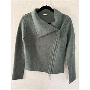Margaret OLeary 100% Cashmere Asymmetrical Zip Jacket Sage Green S